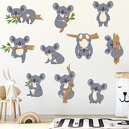 MEFOSS Koala and Tree Branch Wall Stickers Kids Wall Decals Peel and Stick Kids Baby Bedroom Playroom Nursery Wall Decor
