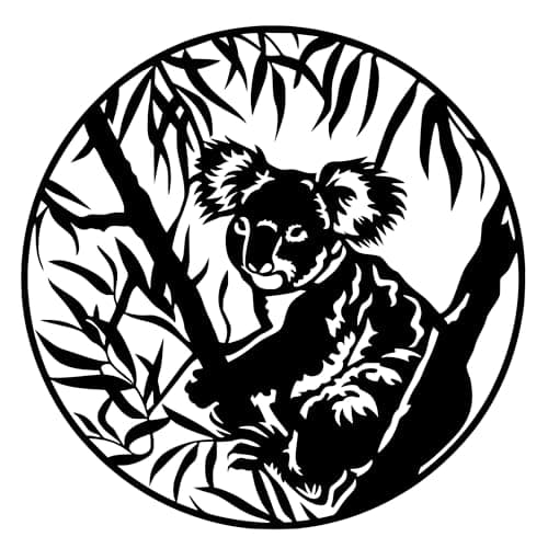 Animals Metal Wall Decor | 27'' x 27'' x 0.05'' Koala Themed Metal Wall Art | Handmade Home and Office Wall Decorations (27'' x 27'', Koala, Black)