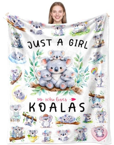 Koala Blanket Gifts for Koalas Lover Animal Koala Stuffed Soft Flannel Koalas Bear Throw Blanket Decor Bedding 50"x40"