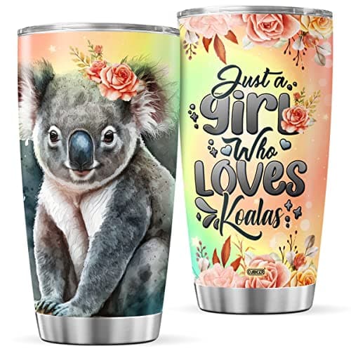 CUBICER Koala Coffee Tumbler Travel Mug With Lid Cute Birthday Gifts For Women Teens Girls Kids Insulated Cup Stainless Steel Tumblers Bulk Hot And Cold Inspirational Quotes Funny Sayings